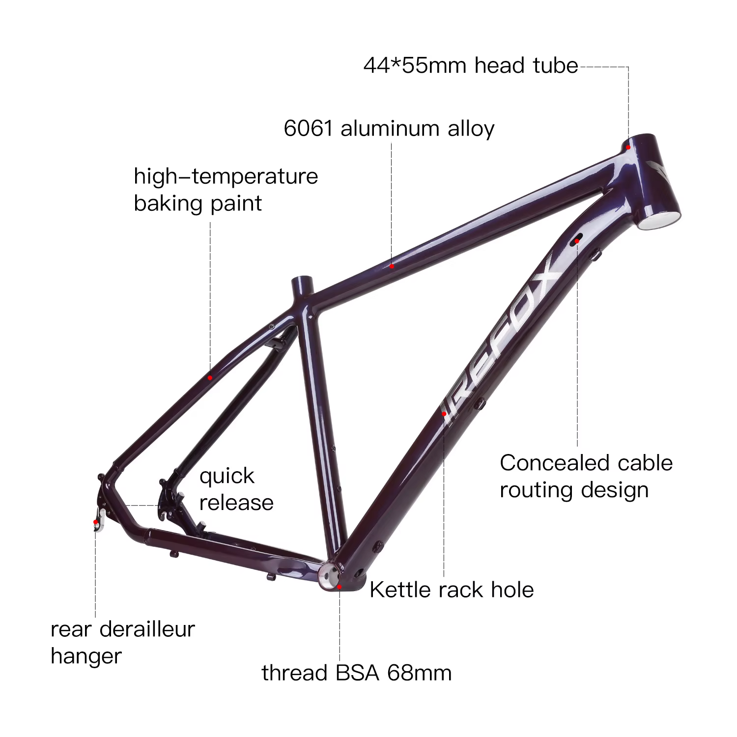 IREFOX vtt XC/Trai cadre 29er pour frein à disque 44x55mm Tube de tête conique vélo 10x135mm