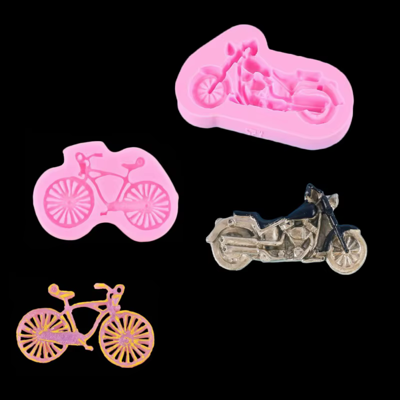 Moule en silicone pour moto et vélo, moules de moulage en résine, adaptés à la pâte polymère, artisanat DIY, fabrication de savon, création de bougies, -D