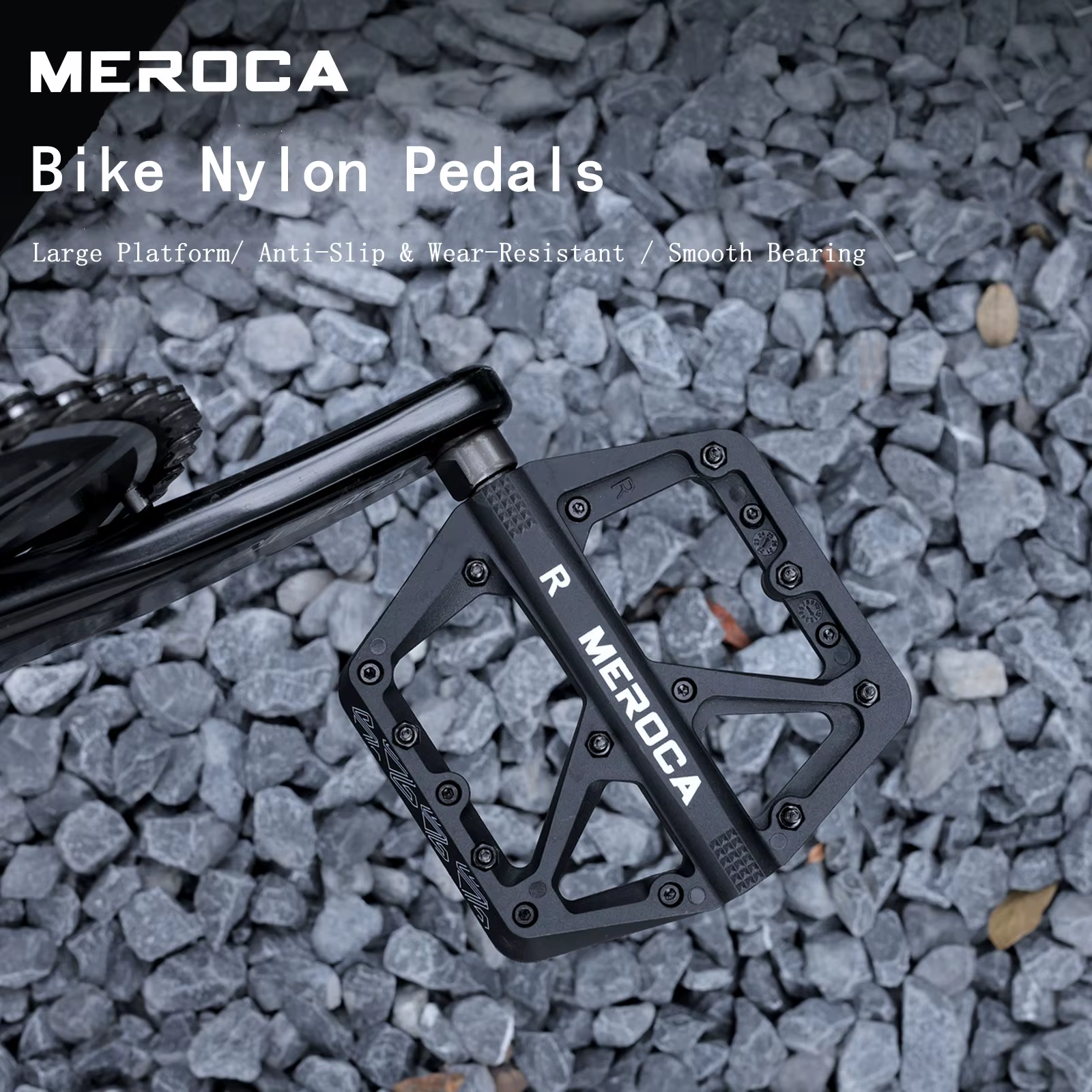 MEROCA pédales de vélo anti-dérapant haute résistance pédale en Nylon élargi grand roulement lisse conception Durable pour VTT