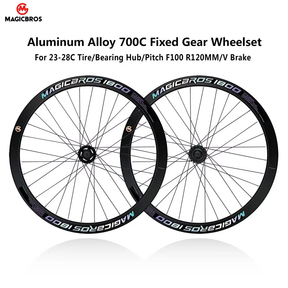Jeu de roues MAGICBROS Fixie pour vélo de piste, freins V, 40MM 60MM, roues clincher pour vélo à vitesse unique, jeu de roues 700C pour vélo à pignon fixe