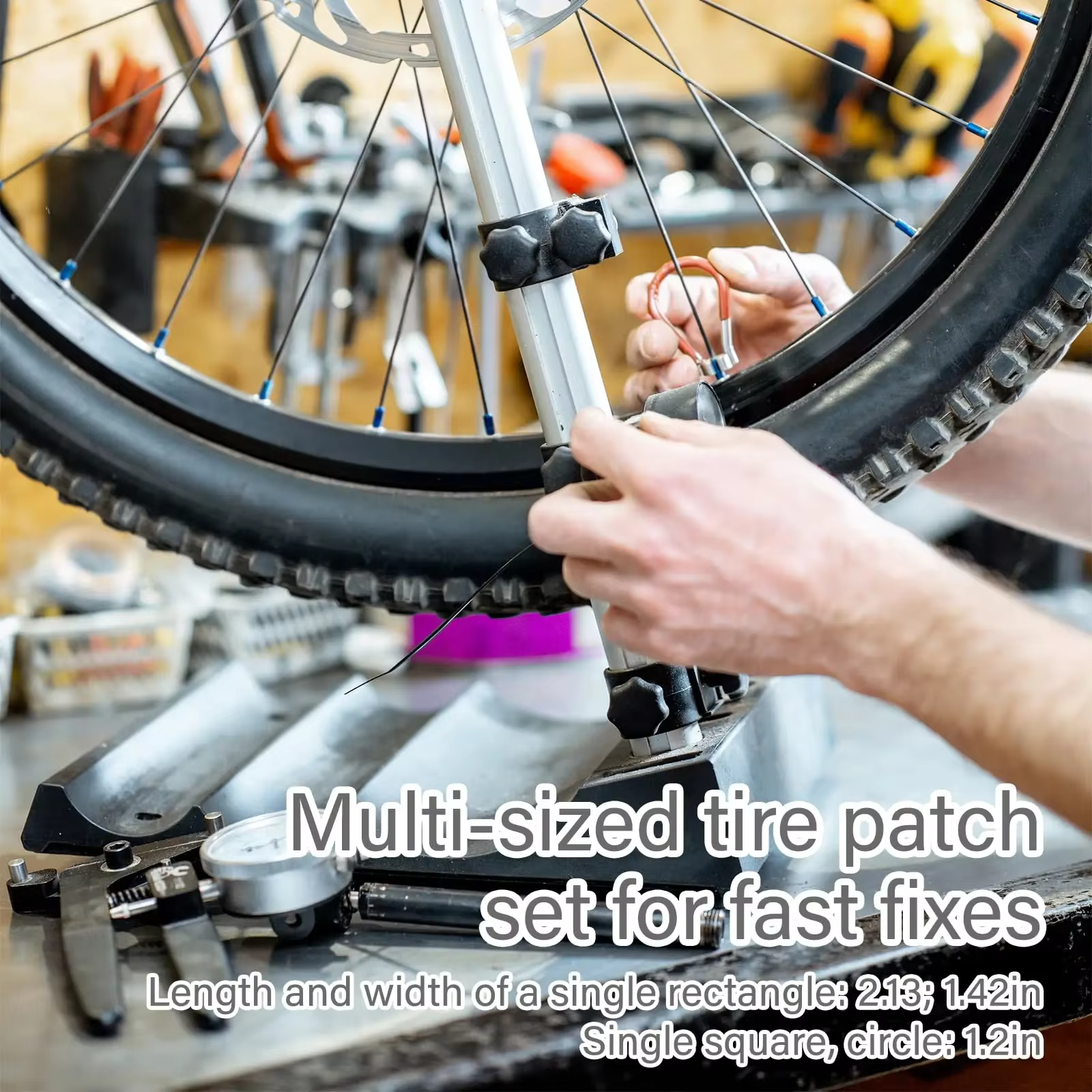 Kit de réparation de pneus de vélo – Étui portable avec patchs et outils pour vélos