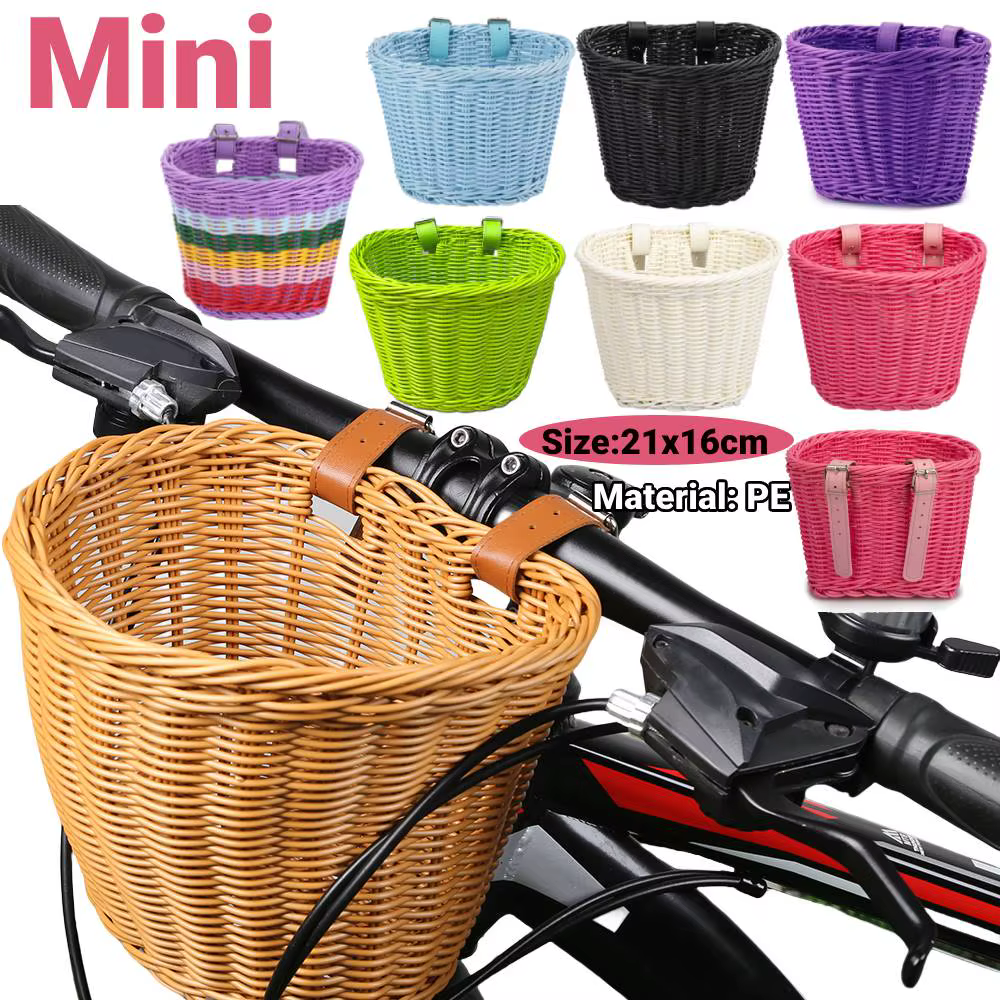 Panier de vélo en rotin tissé