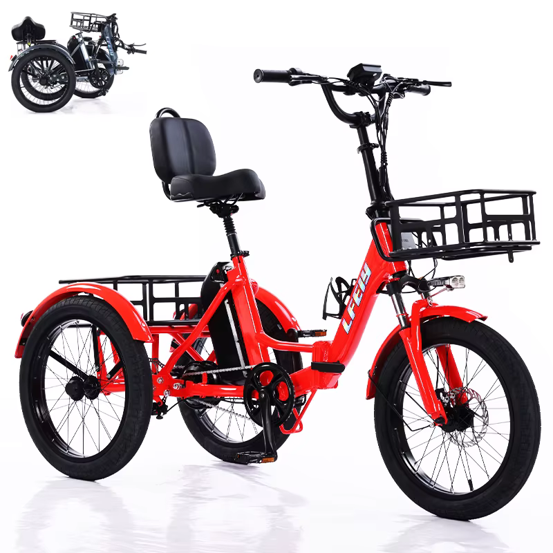 Tout Terrain adulte pliant VTT électrique Cargo 3 roues 350W 48V personnes âgées Tricycle