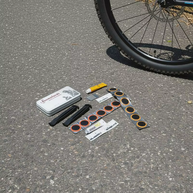 Kit de réparation de pneus de vélo avec patchs en caoutchouc