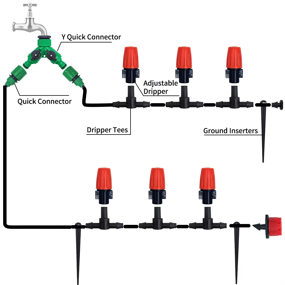 Système d'irrigation, outils de jardin, Kits d'arrosage goutte-à-goutte, tuyau d'arrosage automatique avec installation pratique réglable, économie d'eau