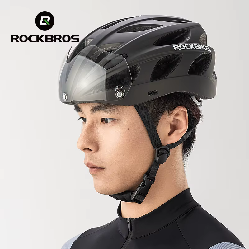 ROCKBROS casque de vélo avec visière photochromique à lentille coupe-vent