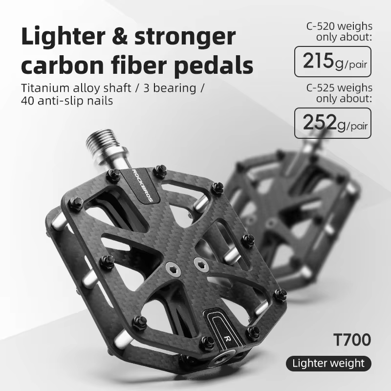 ROCKBROS pédale de vélo pédales en Fiber de carbone ultralégères à 3 roulements anti-dérapant étanche