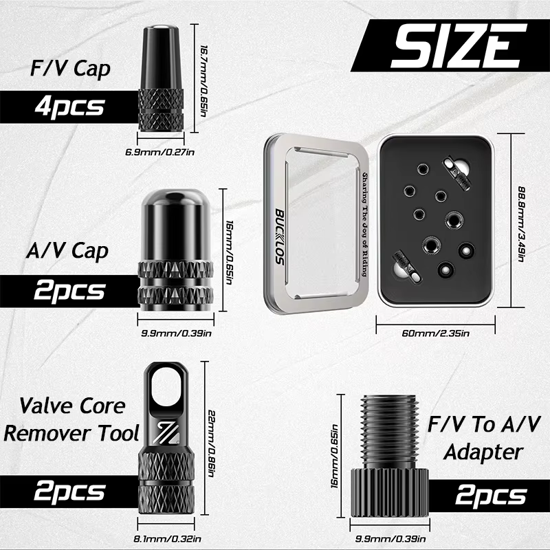 BUCKLOS – Valve Tubeless de vélo 40/44/55/60/80/100MM