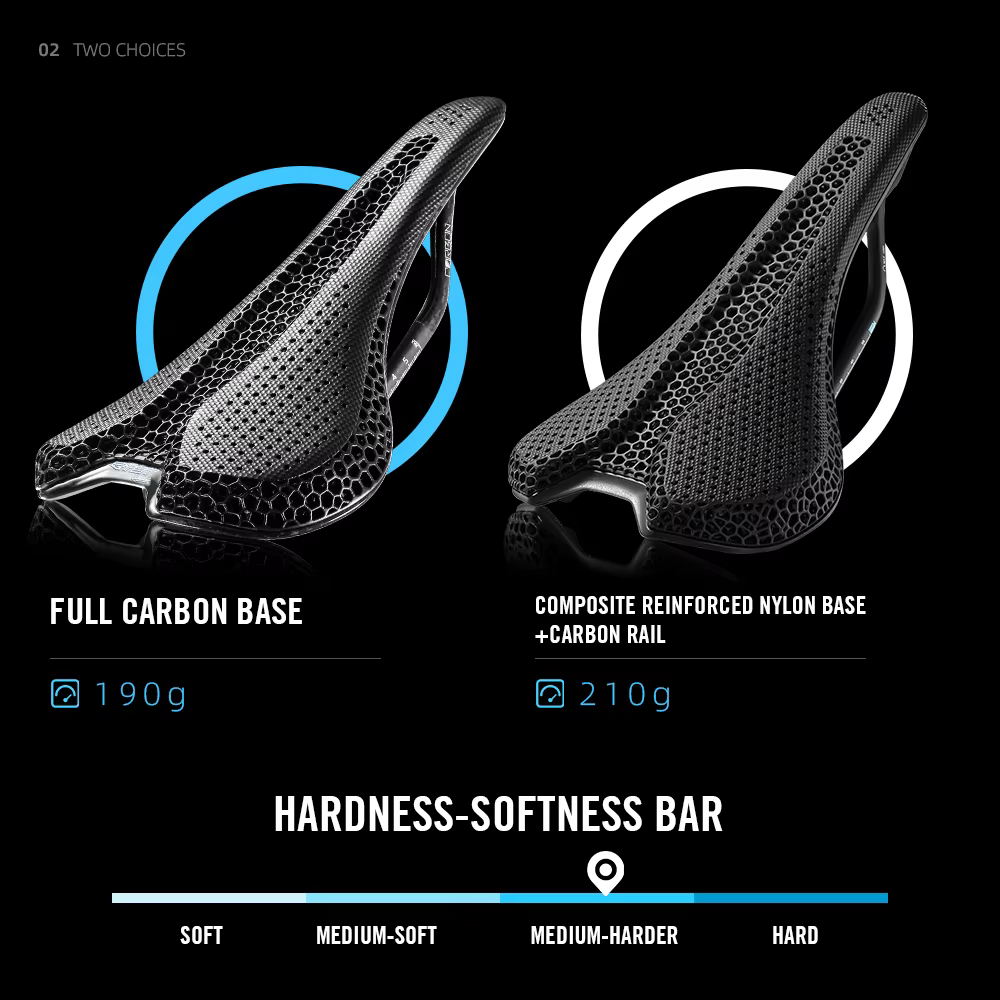 Selle de vélo RYET en carbone imprimée en 3D
