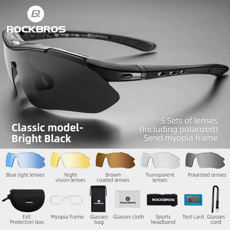 Lunettes de soleil photochromiques polarisées ROCKBROS pour le cyclisme