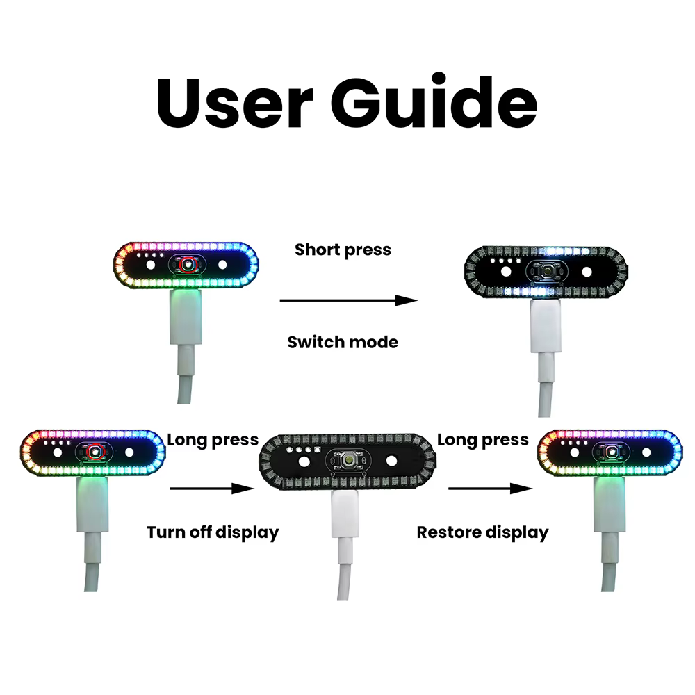 Feu arrière LED sans fil à 8 modes, multicolore, avec effet de défilement, clignotant, dégradé, respirant et rotatif, pour véhicules RC, avions et drones