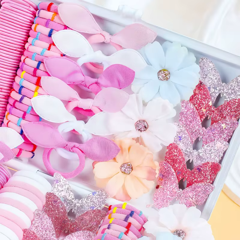 Ensemble d'accessoires pour la Saint-Valentin rose 190 pièces | Comprend un nœud, des fleurs et des motifs de fleurs artificielles | Parfait pour la Saint-Valentin.