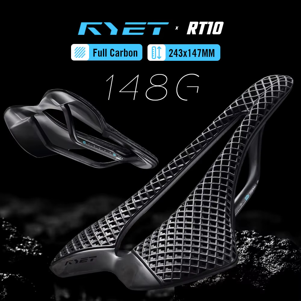Selle RYET 148g Ultra-légère Imprimé 3D Carbone 243x147mm Pour Course Route Vélo Coussin Assise