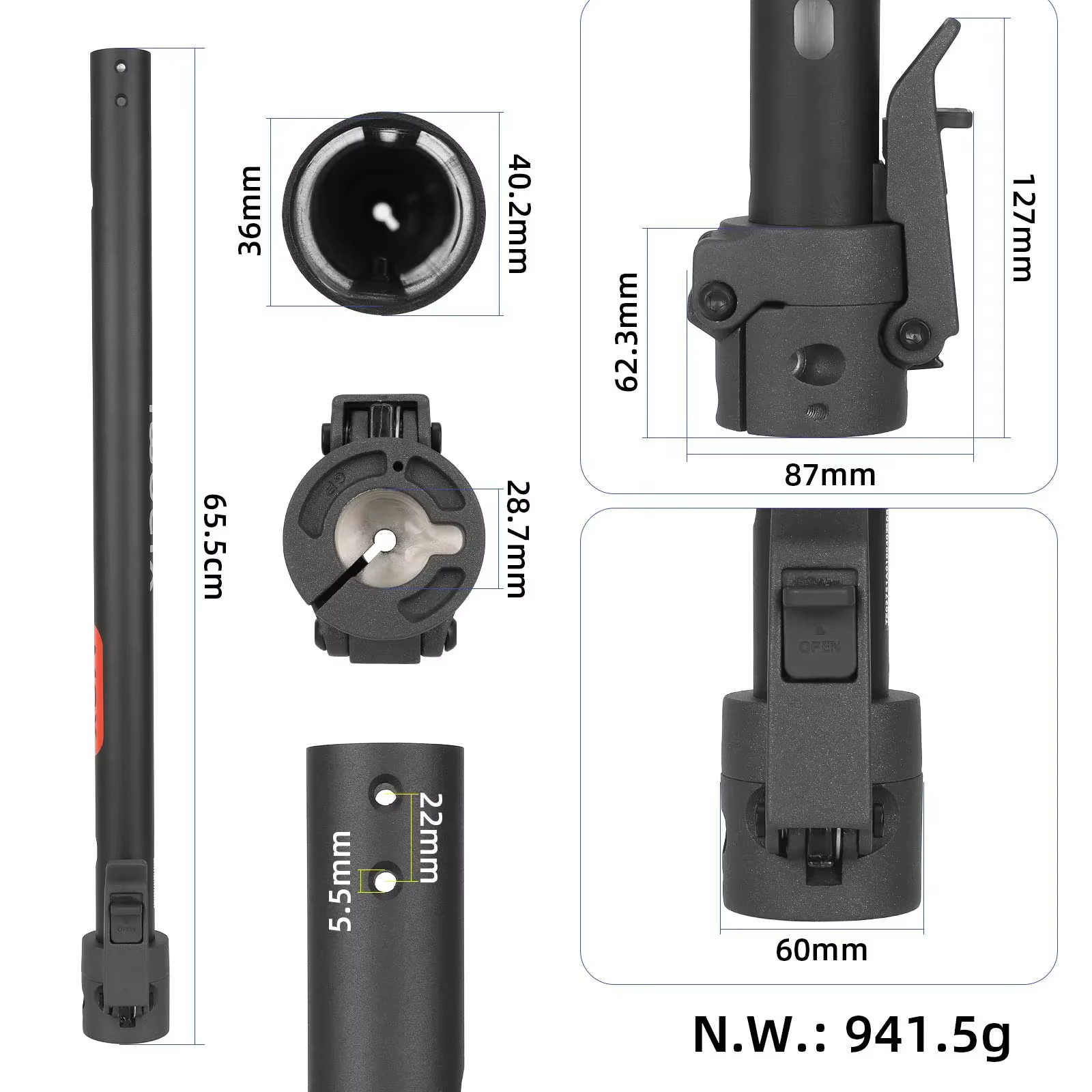 Base de colonne de direction pliable d'origine pour trottinette électrique Xiaomi 5/5 Pro/5 Max/5 Plus