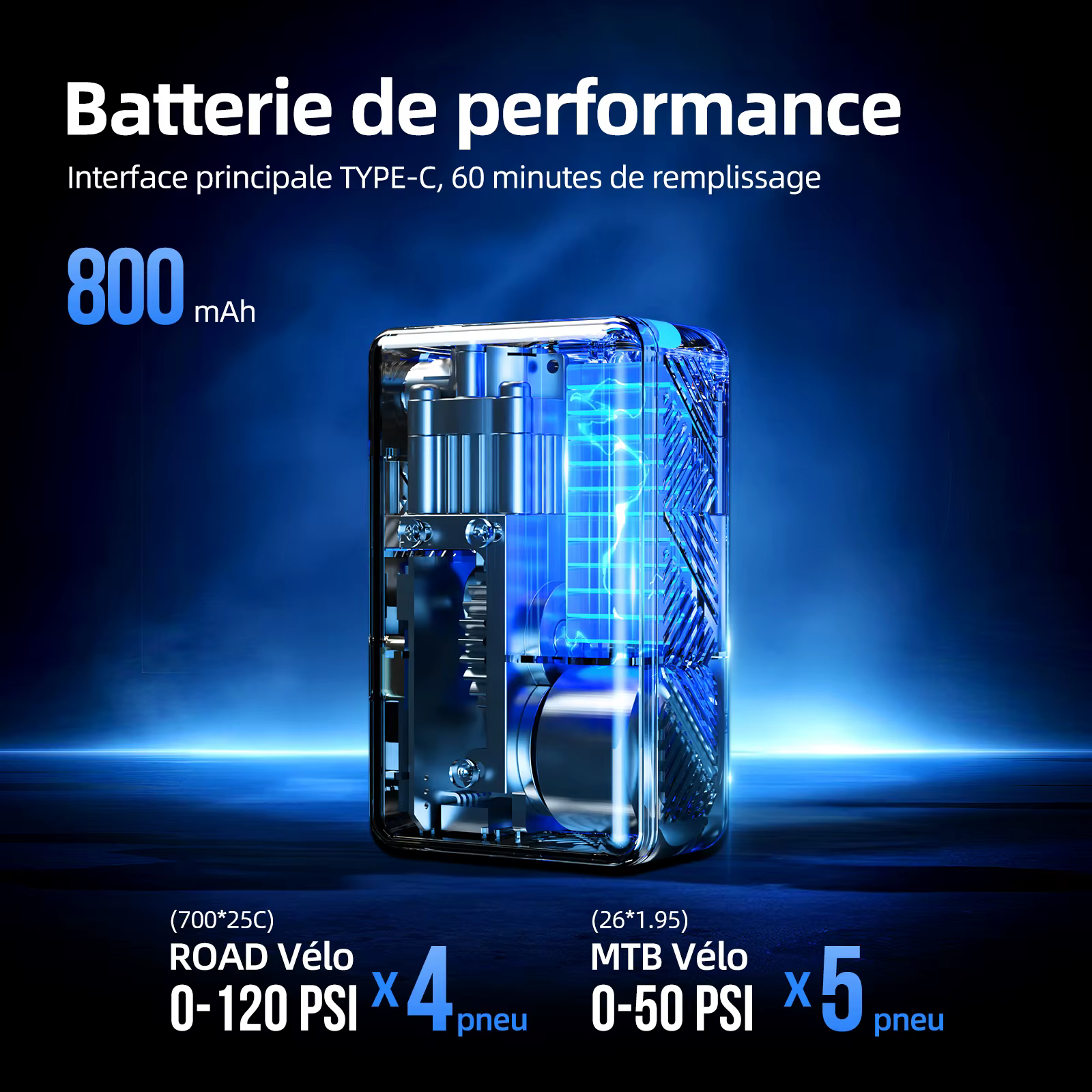 130 PSI CYCLAMI AM6 pompe de gonflage électrique de poche Portable affichage de la pression des pneus personnalisé 9