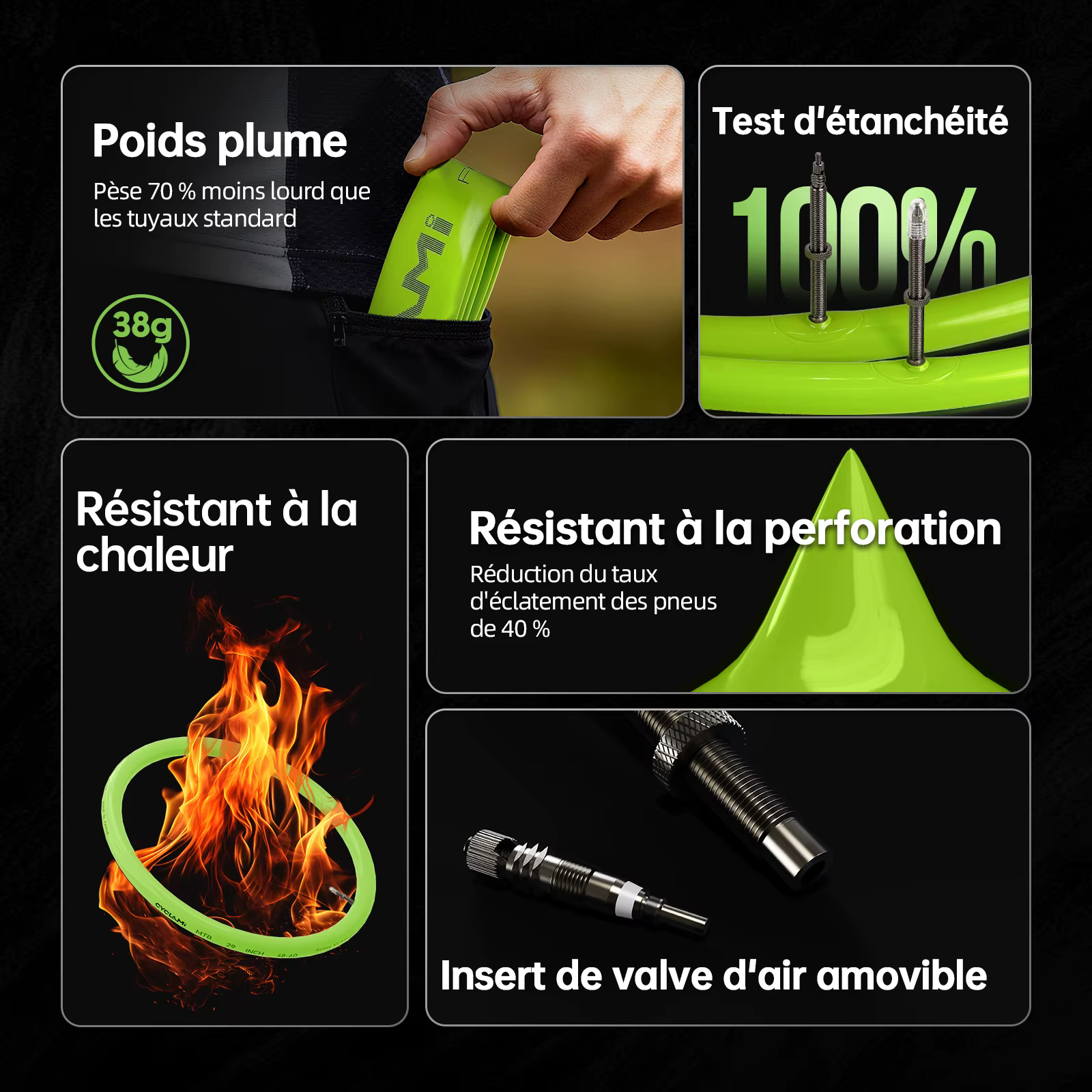CYCLAMI – noyau de Valve d'air amovible en TPU