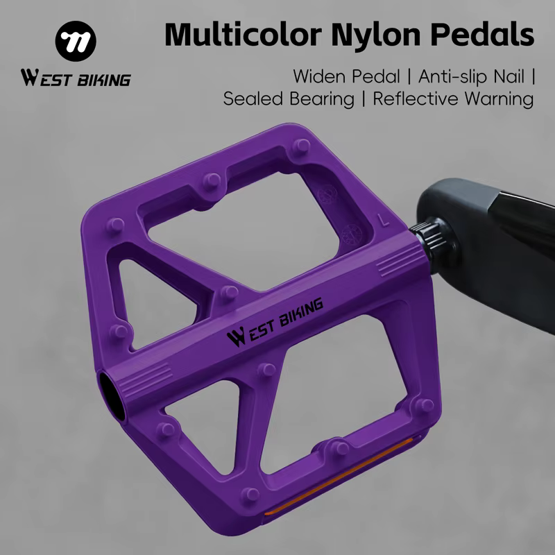 Pédales de vélo multicolores en nylon WEST BIKING avec roulement