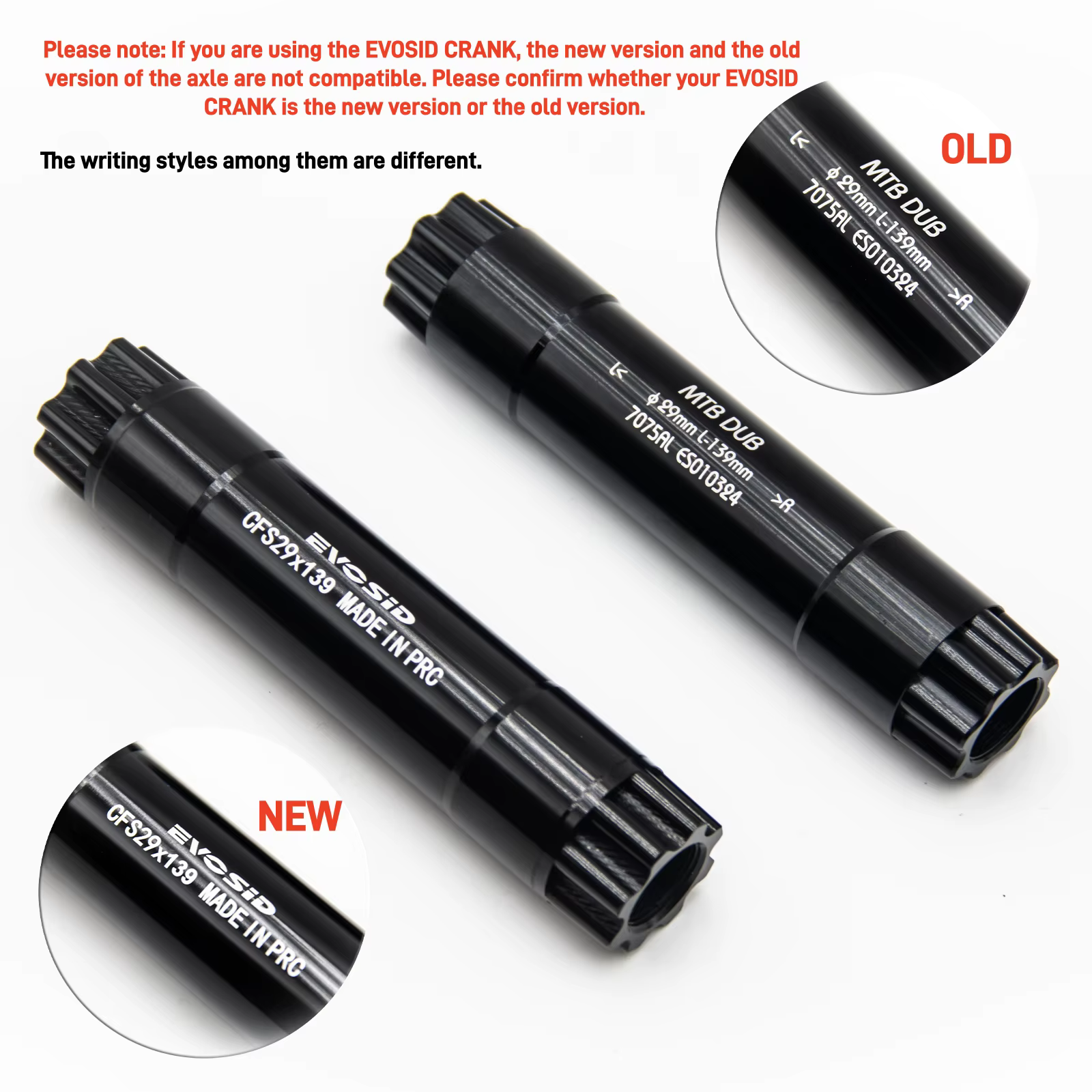 EVOSID DUB 29mm arbre AL7075 CNC 122mm/130mm/139mm/145mm pour carrelage