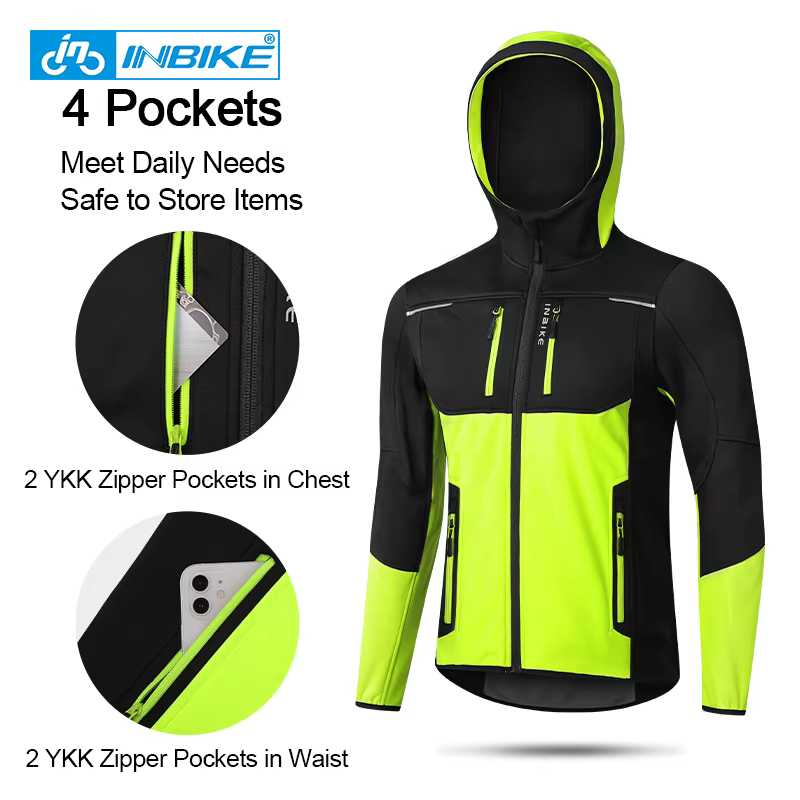 INBIKE hiver hommes coupe-vent veste chaud polaire cyclisme vestes avec poches imperméable vélo