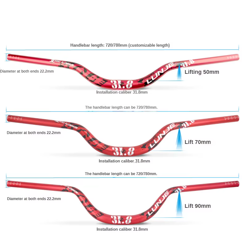 Guidon de VTT LUNJE 31.8x720/780mm en aluminium
