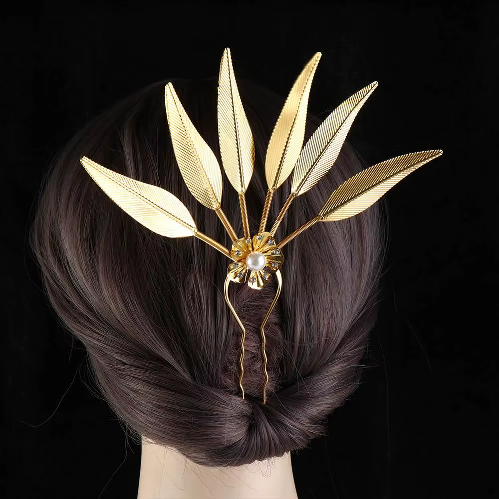 Accessoires pour cheveux feuille fleur fille accessoires pour cheveux bâtons de cheveux en métal coiffure thaïlandaise Style ancien chapeaux épingle à cheveux en forme de U