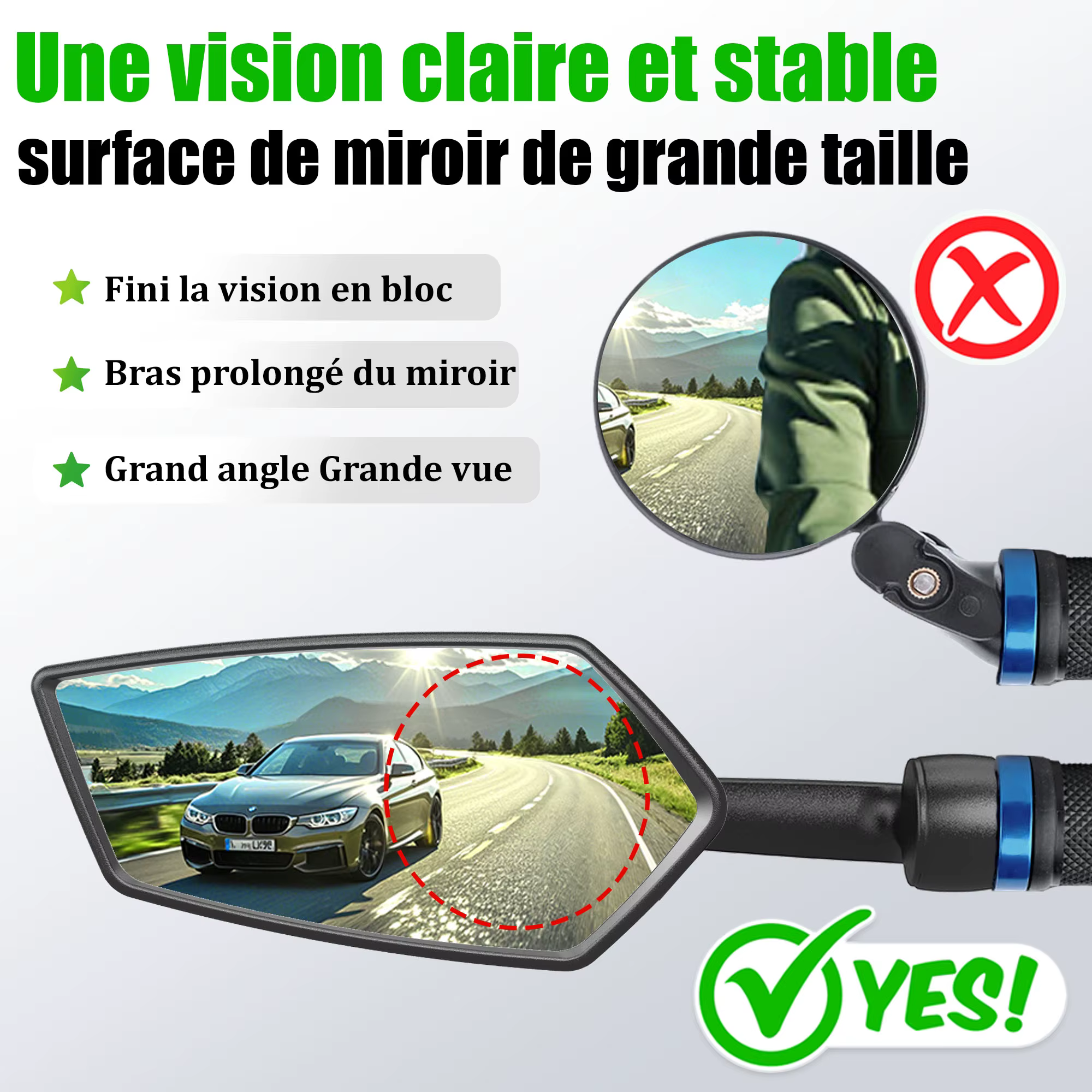 RBRL – rétroviseur latéral de vélo Anti-secouement
