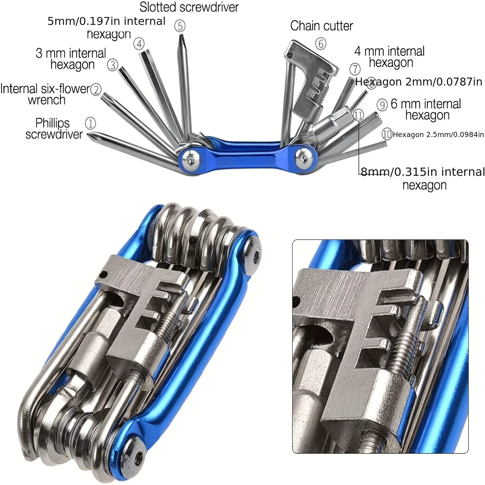 Kit d'outils de réparation de vélo multifonctionnel Portable 11 en 1