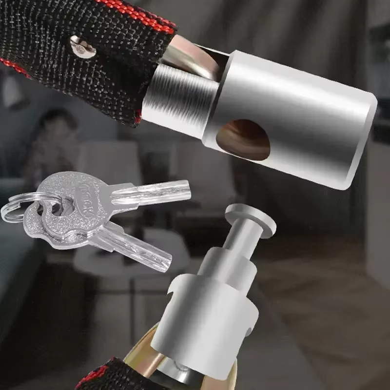 Antivol de vélo extra long et épaissi, chaîne antivol en nylon pour véhicules électriques 360 °   Verrou de vélo de montagne à protection rotative