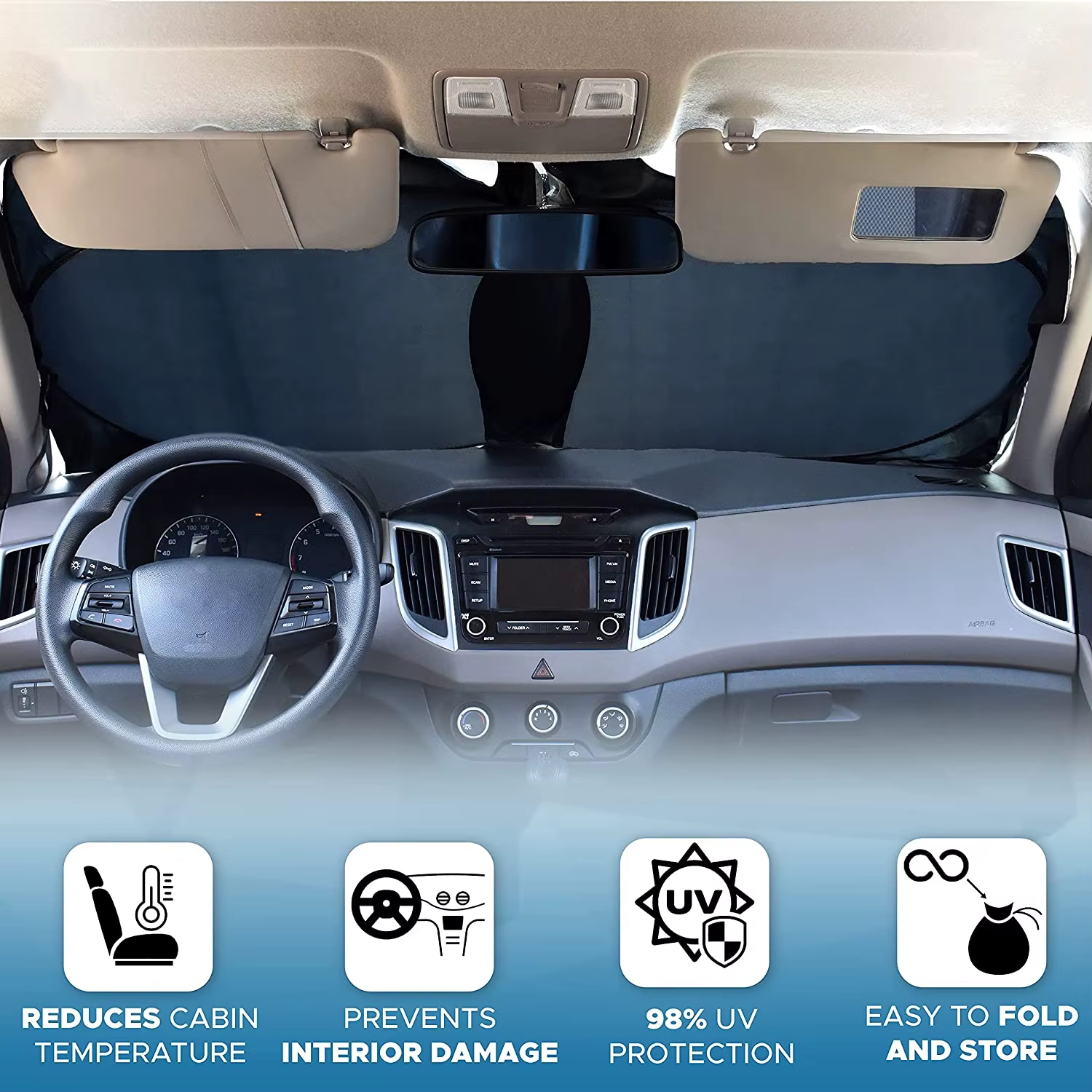 Pare-soleil pour pare-brise, pour Kia Sportage 2017-2021 2022, protection UV pour fenêtre avant, visière pare-soleil, accessoire intérieur de véhicule