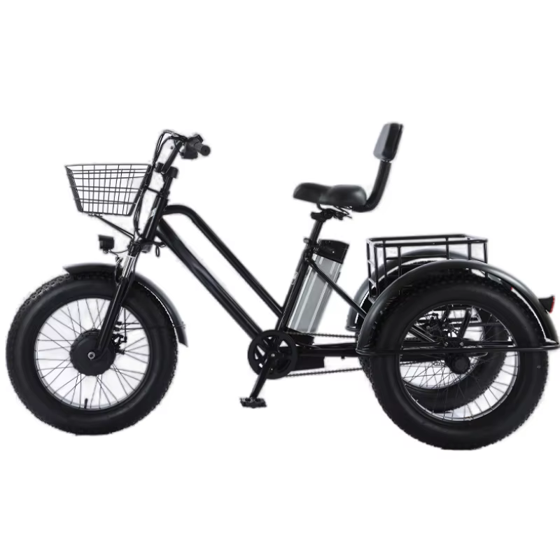 Tricycles électriques tout Terrain à gros pneus de 20 pouces pour adultes 48V 500W vélo électrique à trois roues avec siège de passager