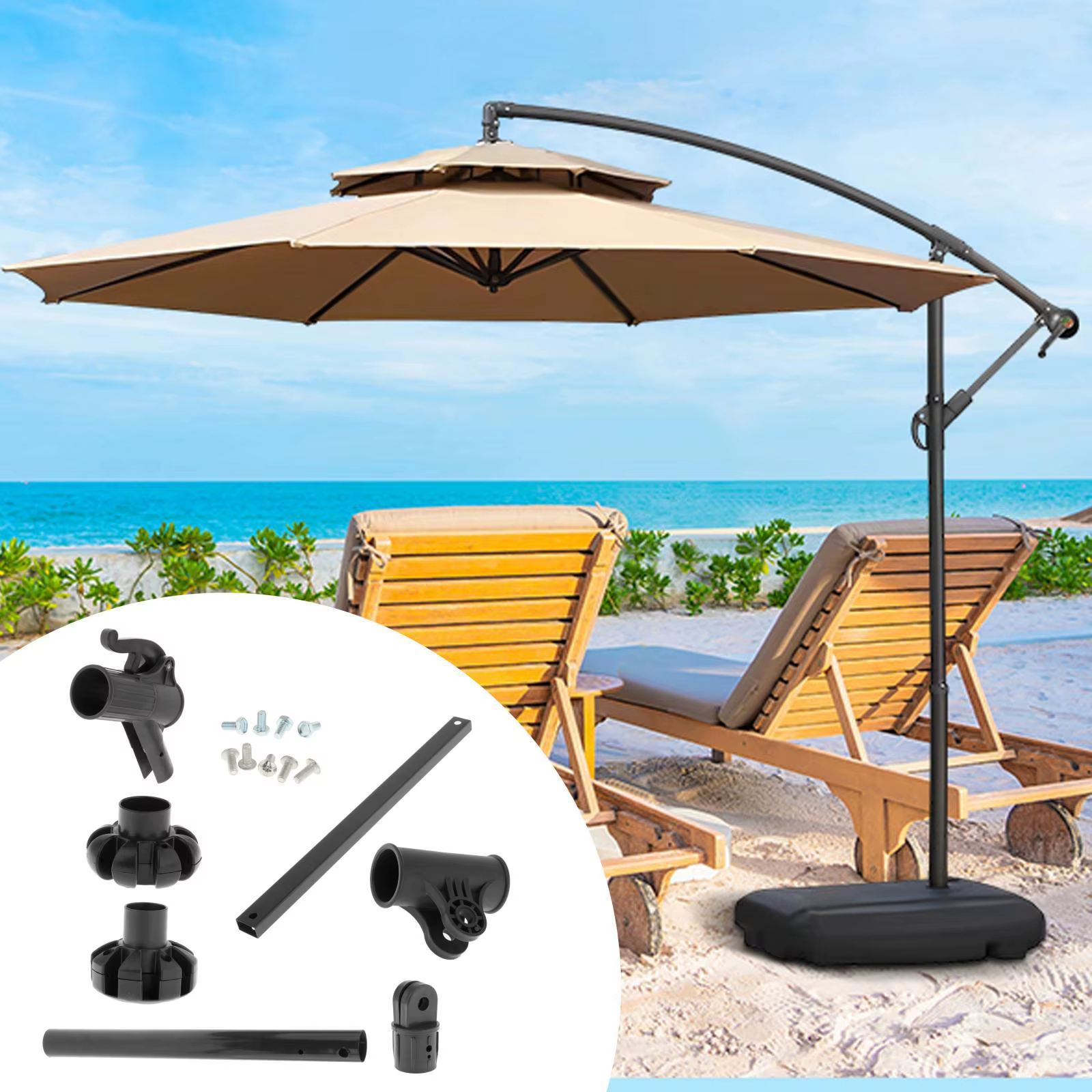 Accessoires pour parasols de patio, remplacement durable pour parasols suspendus latéraux,