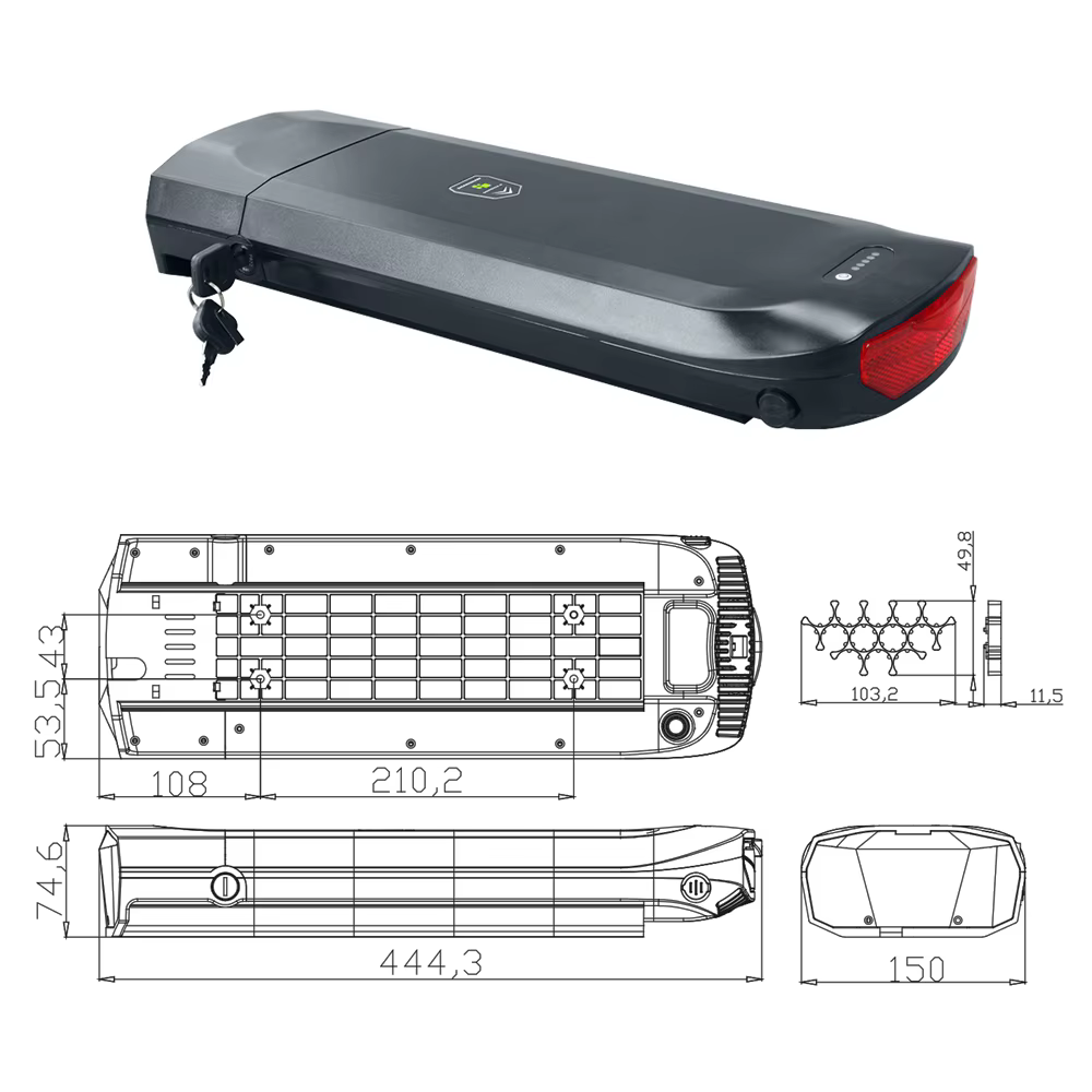 Support de batterie arrière pour vélo électrique