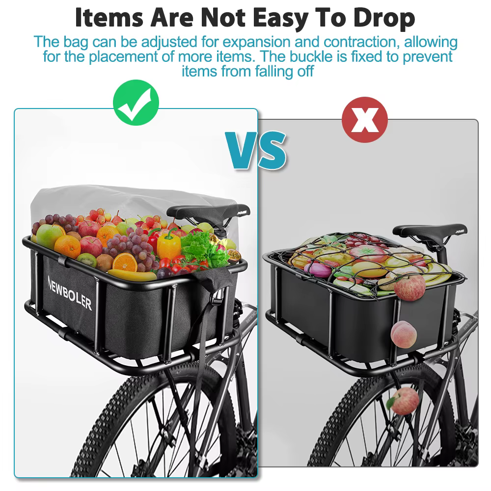 Panier de vélo arrière avec grand panier de support de vélo arrière pour vélo