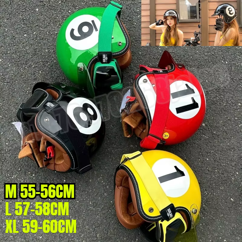 Mignon rétro casque de billard moto 3/4