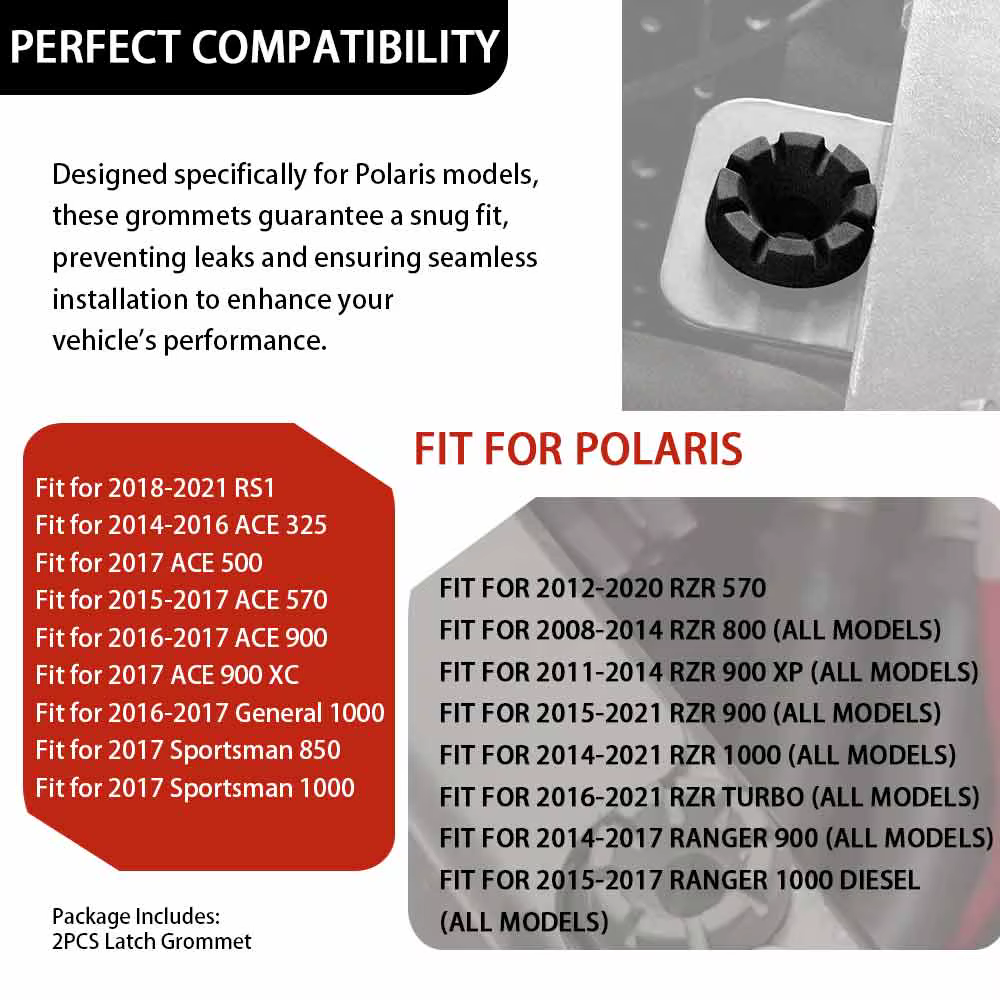 Boucle de fixation en caoutchouc pour capot de véhicule utilitaire tout-terrain, 2 pièces, pour Polaris RZR Ranger ACE RS1 General Sportsman 325 570 800 900 1000 2008-2021