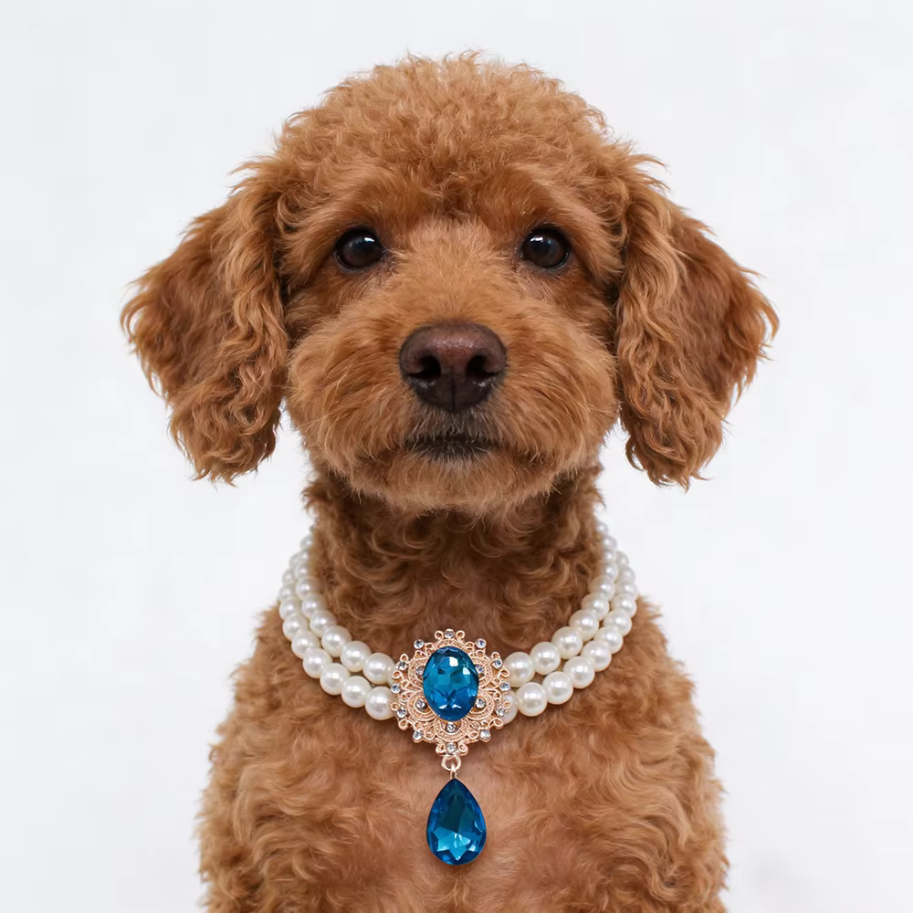 Collier 2 NucleoPearl pour Petits Chiens et Chats, Breloques en Diamant, Fait à la Main, Bijoux Accessoires pour Chiot