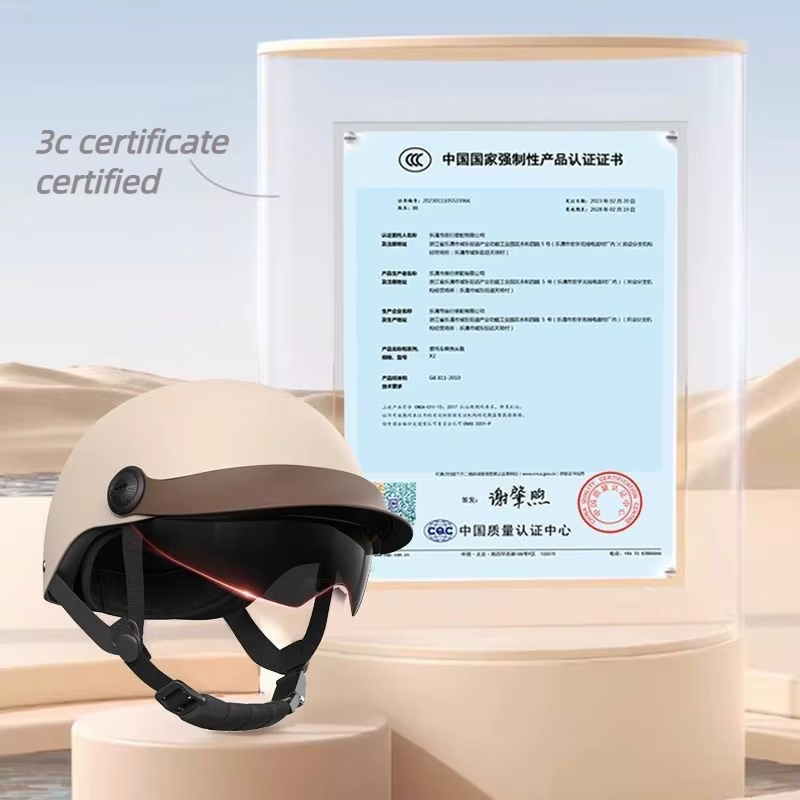 Casque de moto électrique demi-casque certifié 3C pour hommes femmes adultes avec lunettes légères respirantes