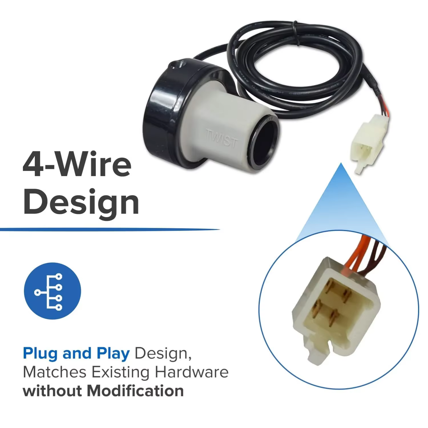 24V 4-Wire Twist Grip Throttle for Electric Razor E100 / E125 (Versions 10+) E200 (V24+)