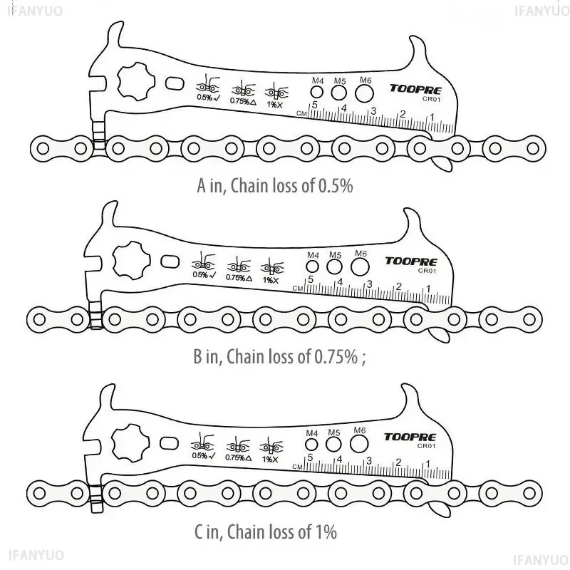 Outil de vérification de chaîne de vélo TL-217 en alliage d'aluminium