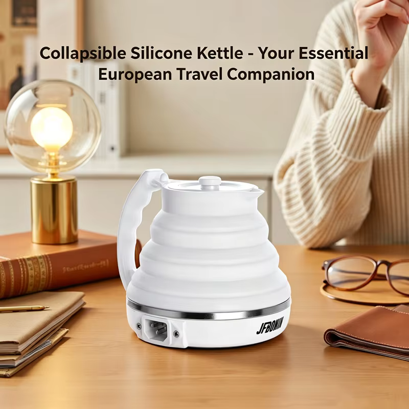 JFBONIN 555ml 220V Mini bouilloire électrique pliante Portable 700W chauffe-eau à Compression en Silicone pour une utilisation à la maison et en voyage facile