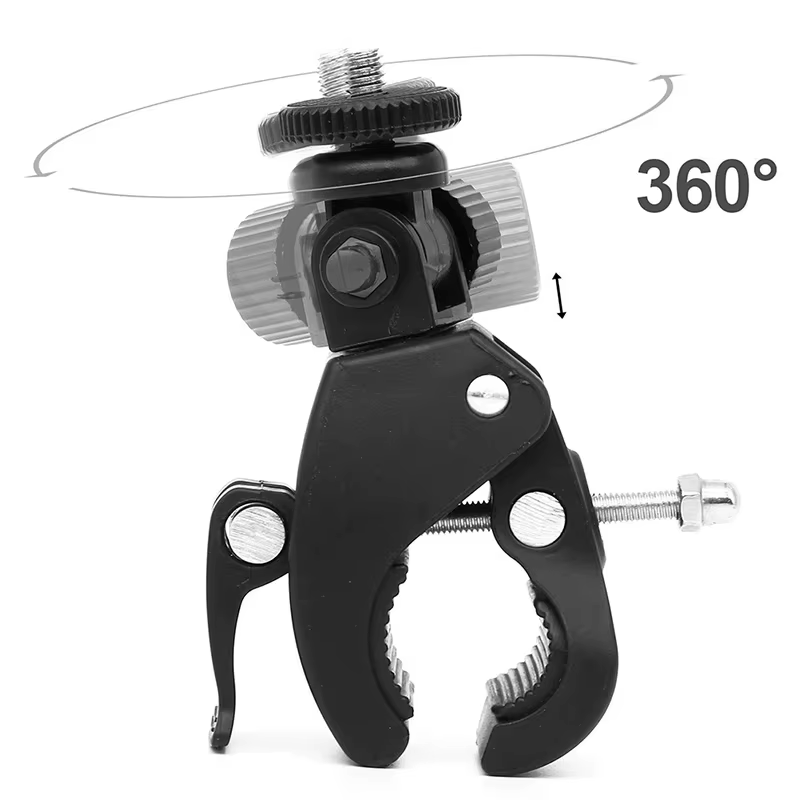 Universel 360 degrés rotatif 1/4 caméra DV vélo guidon pince support trépied montage vis
