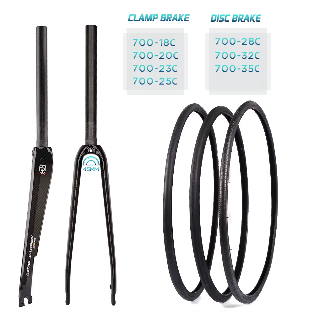 DODICI fourche avant de vélo ultralégère en Fiber de carbone Tube droit