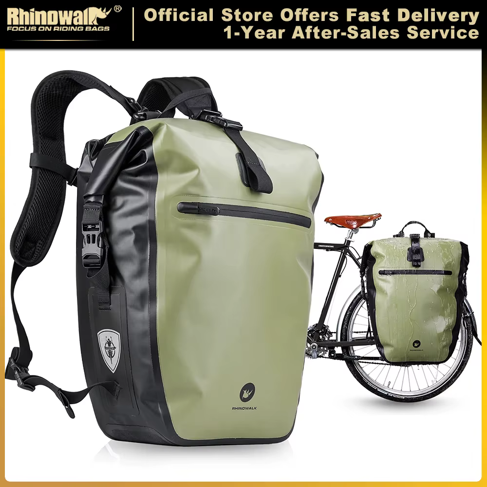 Rhinowalk – sac de vélo 100% étanche, grande capacité de 27l, multifonctionnel, porte-bagages arrière, sacs de cyclisme