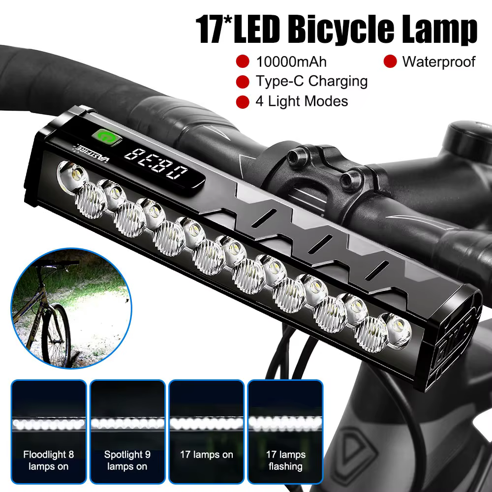 Lumière de vélo avant 8/17LED 25500 lumens