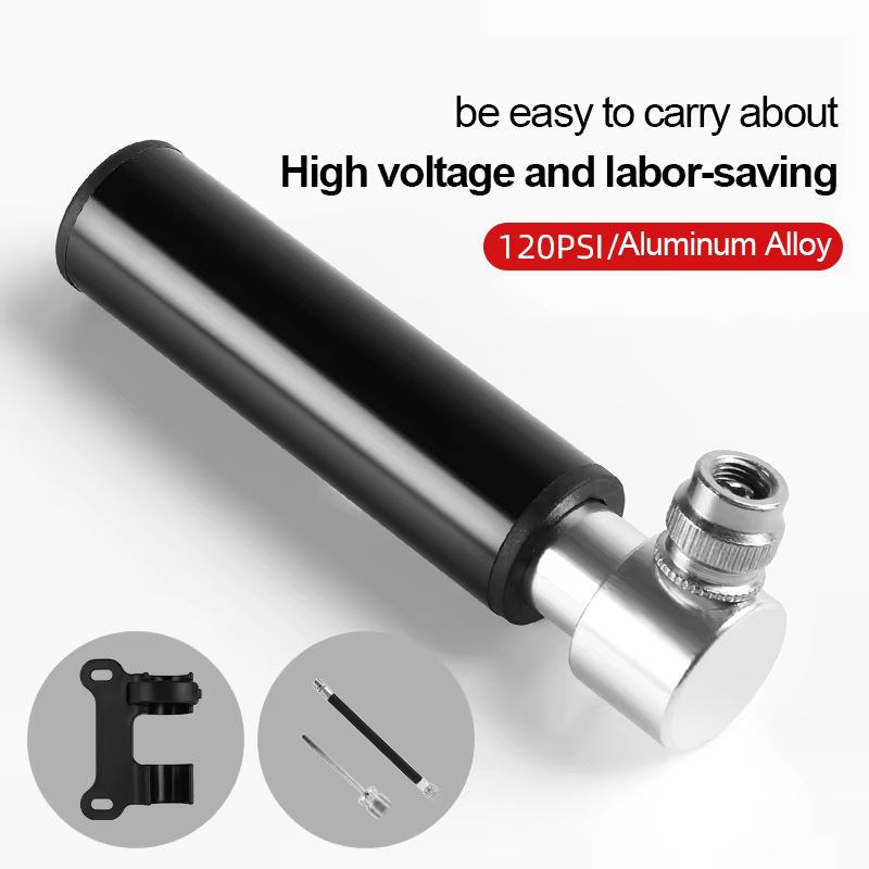 Mini pompe à vélo en alliage d'aluminium pour valves Schrader et Presta