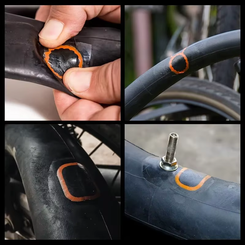 Kit de réparation de vélo avec patchs et outils vulcanisés