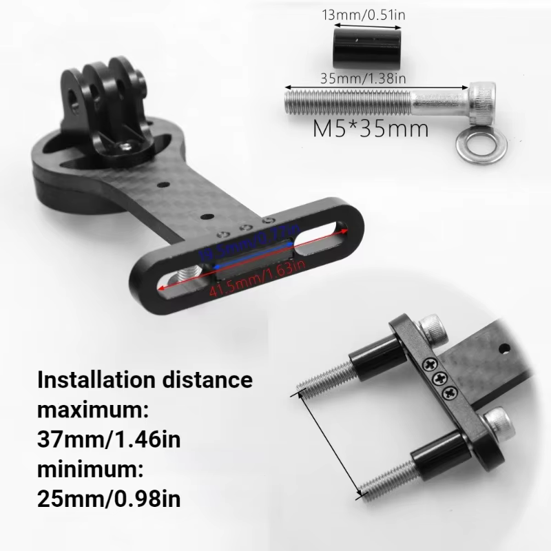 Prolongateur de potence de vélo en fibre de carbone 3K pour support Garmin Magene