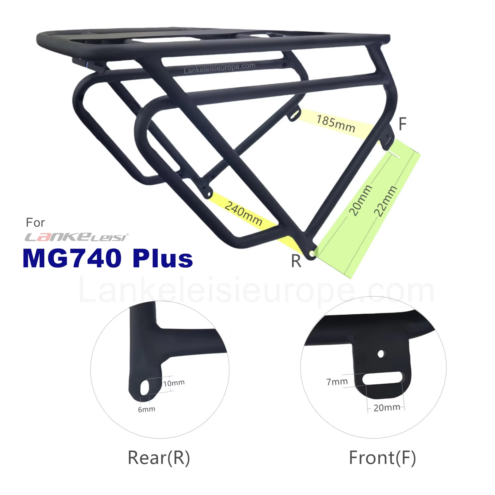 Porte-bagages arrière pour vélo électrique Lankeleisi RV800 Plus / X2000Plus/X3000Plus/XC4000/XT750Plus/MG740Plus/MG600