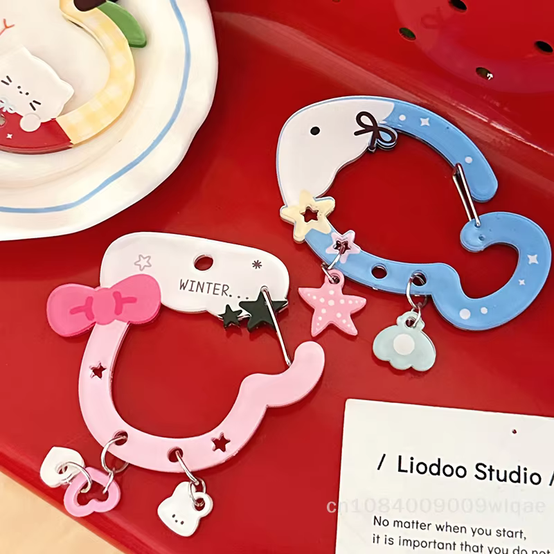 Mousqueton à clé en acrylique Kawaii - Porte-clés mignon à breloque pour sac Ita, nouveauté, clip décoratif multifonctionnel pour clés, sac et sac à main