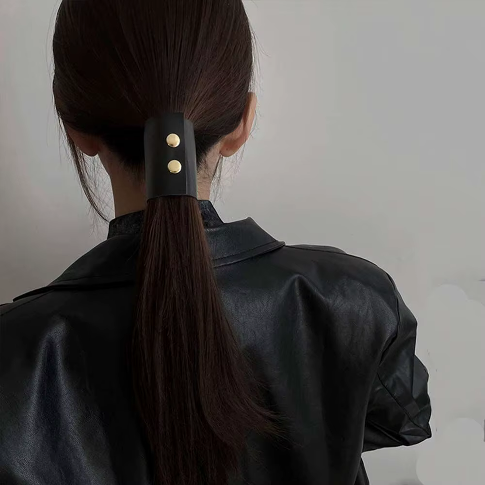 Accessoires pour cheveux, couvre-chef pour filles, enveloppe de cheveux, manchette de Style coréen, support queue de cheval, bandeau en cuir PU, pinces à cheveux pour femmes